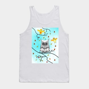 AUTUMN Mood Cute Owl And Birds Tank Top